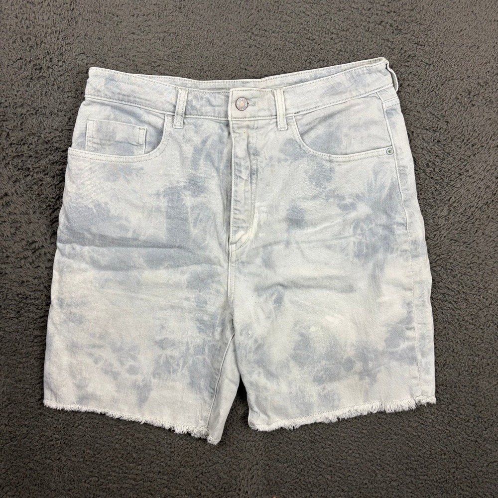 Pilcro and the Letterpress Tie Dye Bermuda Shorts Light Blue Denim Size 32